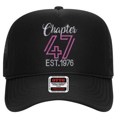 Chapter 47 EST 1976 47th Birthday Tee Gift For Womens High Crown Mesh Back Trucker Hat