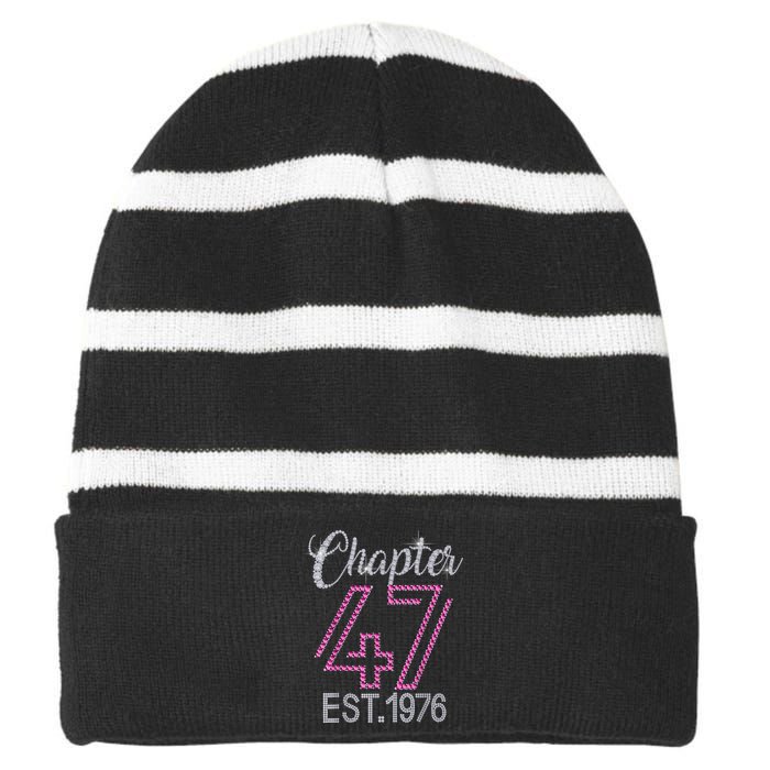 Chapter 47 EST 1976 47th Birthday Tee Gift For Womens Striped Beanie with Solid Band