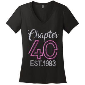 Chapter 40 EST 1983 40th Birthday Gift For Womens Women's V-Neck T-Shirt