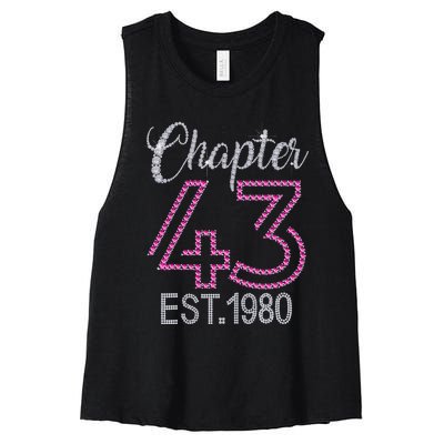 Chapter 43 EST 1980 43rd Birthday Gift For Womens Women's Racerback Cropped Tank