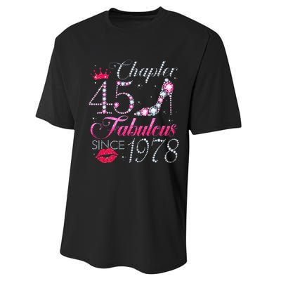 Chapter 45 Fabulous Since 1978 45Th Birthday Gift For Women Performance Sprint T-Shirt