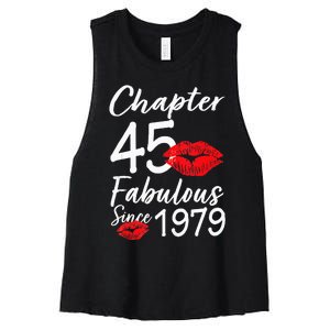 Chapter 45 Fabulous Since 1979 45th Birthday Lips Women's Racerback Cropped Tank