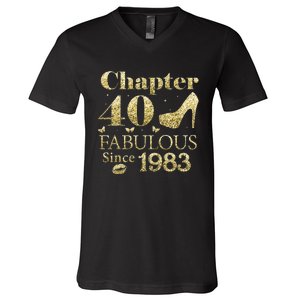 Chapter 40 Fabulous Since 1983 40Th Birthday Gift For Ladies V-Neck T-Shirt