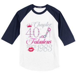 Chapter 40 Fabulous Since 1983 40Th Birthday Gift For Women Baseball Sleeve Shirt