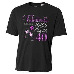 Chapter 40 Fabulous Since 1983 40th Birthday Queen Wine Cooling Performance Crew T-Shirt