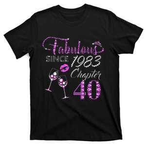 Chapter 40 Fabulous Since 1983 40th Birthday Queen Wine T-Shirt