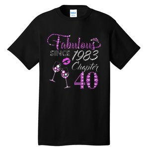 Chapter 40 Fabulous Since 1983 40th Birthday Queen Wine Tall T-Shirt