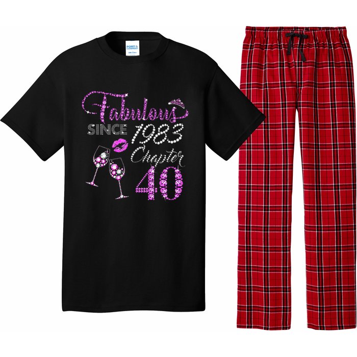 Chapter 40 Fabulous Since 1983 40th Birthday Queen Wine Pajama Set