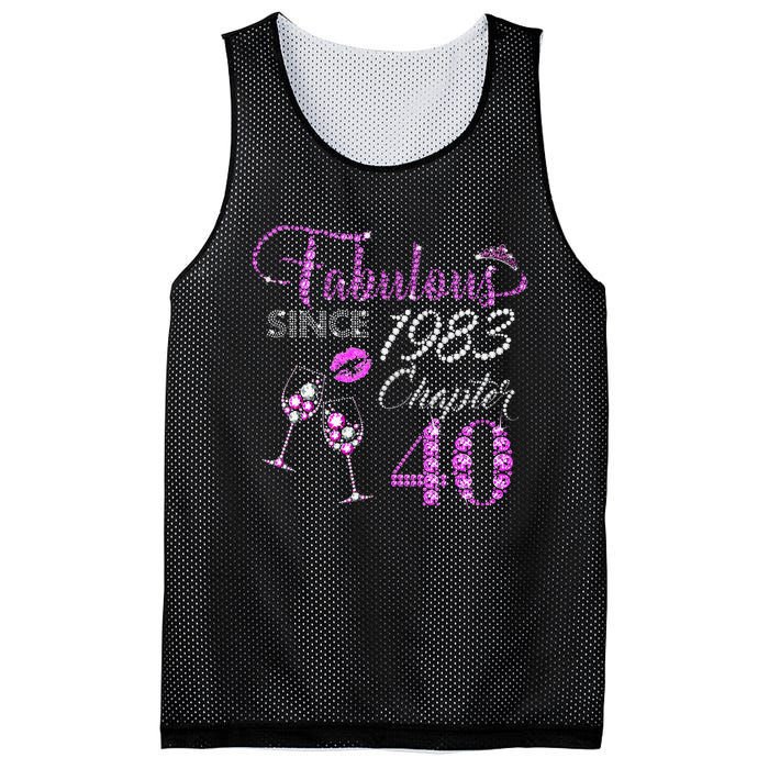 Chapter 40 Fabulous Since 1983 40th Birthday Queen Wine Mesh Reversible Basketball Jersey Tank