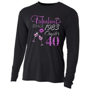 Chapter 40 Fabulous Since 1983 40th Birthday Queen Wine Cooling Performance Long Sleeve Crew