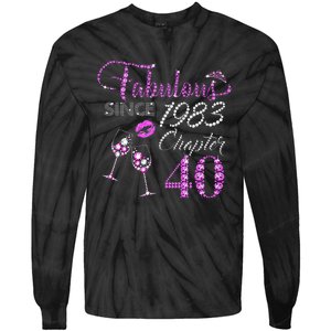 Chapter 40 Fabulous Since 1983 40th Birthday Queen Wine Tie-Dye Long Sleeve Shirt