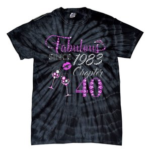 Chapter 40 Fabulous Since 1983 40th Birthday Queen Wine Tie-Dye T-Shirt