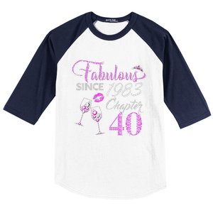 Chapter 40 Fabulous Since 1983 40th Birthday Queen Wine Baseball Sleeve Shirt