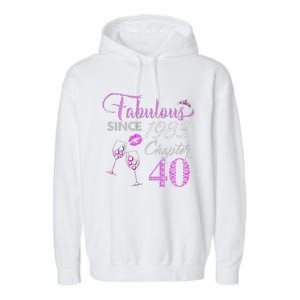 Chapter 40 Fabulous Since 1983 40th Birthday Queen Wine Garment-Dyed Fleece Hoodie