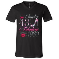 Chapter 43 Fabulous Since 1980 43rd Birthday Gift For Women Cute V-Neck T-Shirt