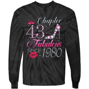 Chapter 43 Fabulous Since 1980 43rd Birthday Gift For Women Cute Tie-Dye Long Sleeve Shirt