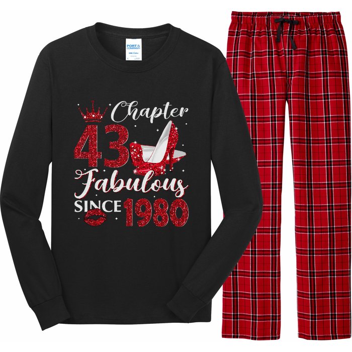 Chapter 43 Fabulous Since 1980 43rd Birthday Gift For Women Long Sleeve Pajama Set