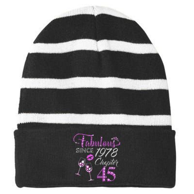 Chapter 45 Fabulous Since 1978 45th Birthday Queen Wine Striped Beanie with Solid Band