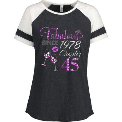 Chapter 45 Fabulous Since 1978 45th Birthday Queen Wine Enza Ladies Jersey Colorblock Tee