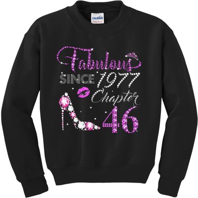 Chapter 46 Fabulous Since 1977 46th Birthday High Heels Kids Sweatshirt