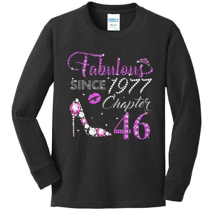 Chapter 46 Fabulous Since 1977 46th Birthday High Heels Kids Long Sleeve Shirt