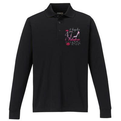 Chapter 47 Fabulous Since 1976 47Th Birthday Gift For Women Performance Long Sleeve Polo