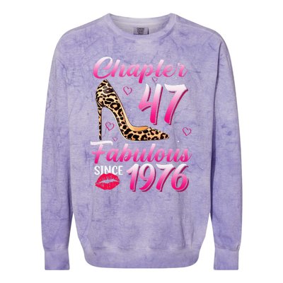 Chapter 47 Fabulous Since 1976 47th Birthday Queen Leopard Colorblast Crewneck Sweatshirt