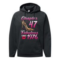 Chapter 47 Fabulous Since 1976 47th Birthday Queen Leopard Performance Fleece Hoodie