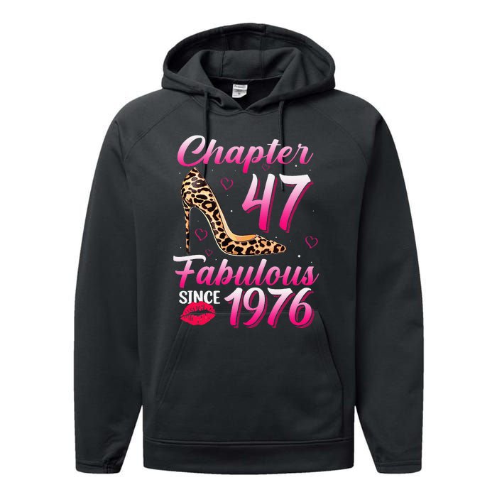 Chapter 47 Fabulous Since 1976 47th Birthday Queen Leopard Performance Fleece Hoodie