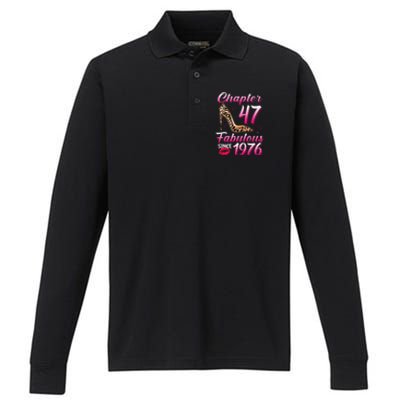 Chapter 47 Fabulous Since 1976 47th Birthday Queen Leopard Performance Long Sleeve Polo