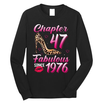 Chapter 47 Fabulous Since 1976 47th Birthday Queen Leopard Long Sleeve Shirt