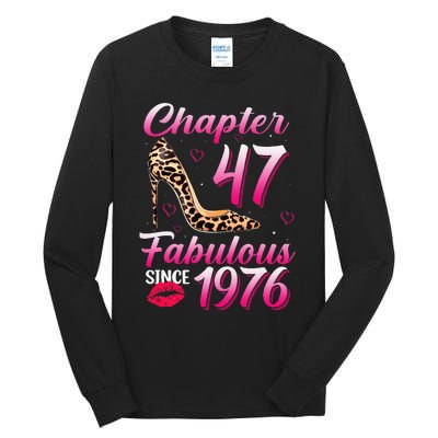 Chapter 47 Fabulous Since 1976 47th Birthday Queen Leopard Tall Long Sleeve T-Shirt