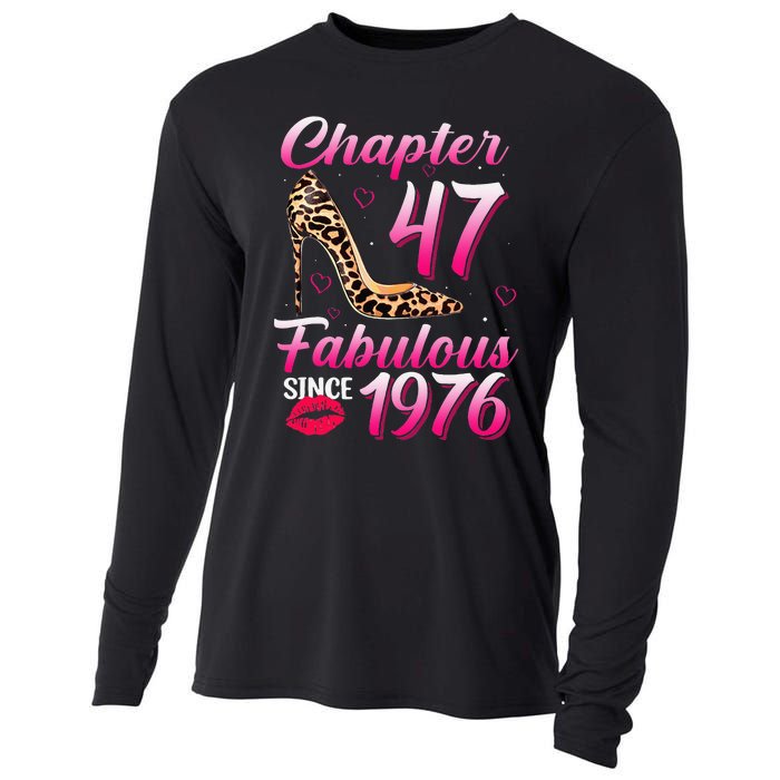 Chapter 47 Fabulous Since 1976 47th Birthday Queen Leopard Cooling Performance Long Sleeve Crew