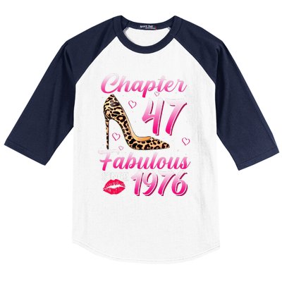 Chapter 47 Fabulous Since 1976 47th Birthday Queen Leopard Baseball Sleeve Shirt