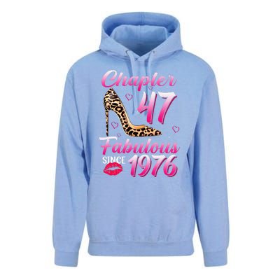 Chapter 47 Fabulous Since 1976 47th Birthday Queen Leopard Unisex Surf Hoodie