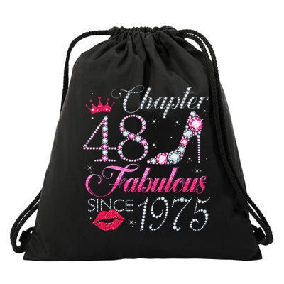 Chapter 48 Fabulous Since 1975 48Th Birthday Gift For Women Drawstring Bag