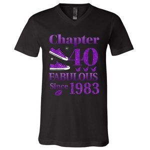 Chapter 40 Fabulous Since 1983 40th Birthday For Ladies V-Neck T-Shirt