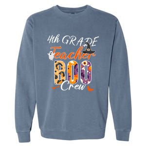 Cute 4Th Grade Teacher Boo Crew Funny School Kinder Squad Gift Garment-Dyed Sweatshirt