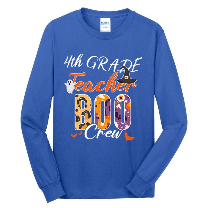 Cute 4Th Grade Teacher Boo Crew Funny School Kinder Squad Gift Tall Long Sleeve T-Shirt