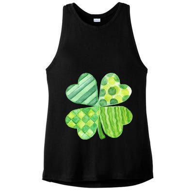 Cute 4 Leaf Clover Irish St Patricks Day Ladies PosiCharge Tri-Blend Wicking Tank
