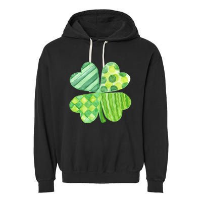 Cute 4 Leaf Clover Irish St Patricks Day Garment-Dyed Fleece Hoodie