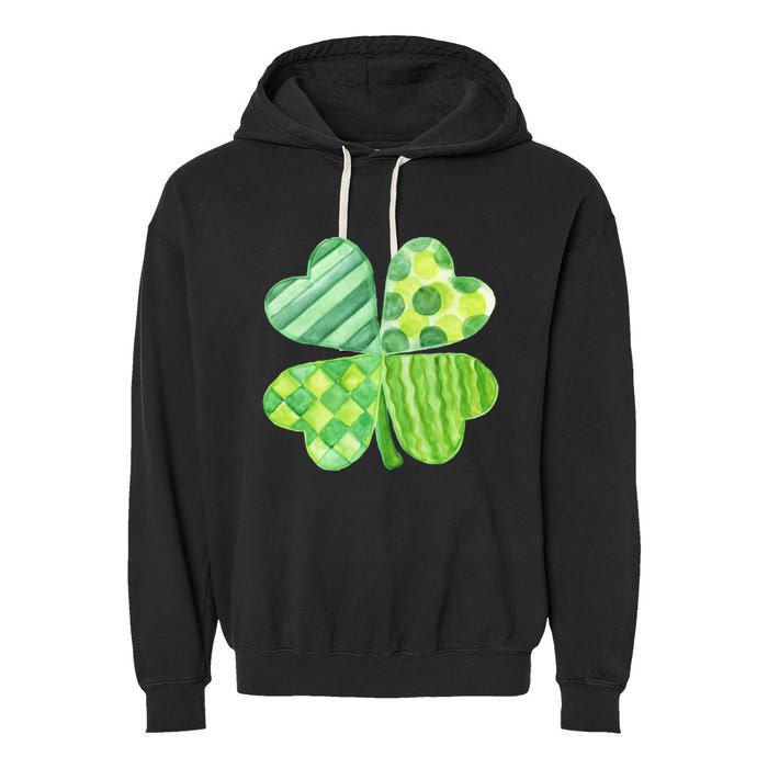 Cute 4 Leaf Clover Irish St Patricks Day Garment-Dyed Fleece Hoodie
