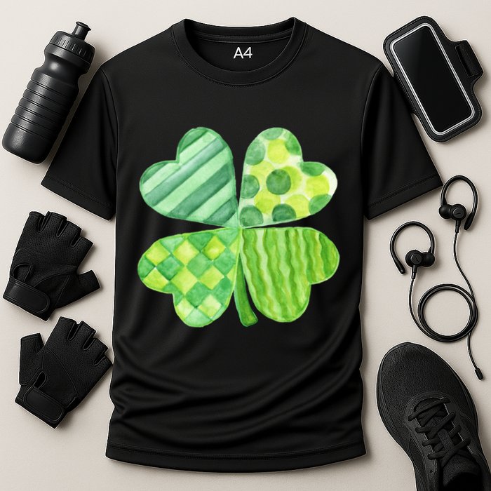 Cute 4 Leaf Clover Irish St Patricks Day Cooling Performance Crew T-Shirt