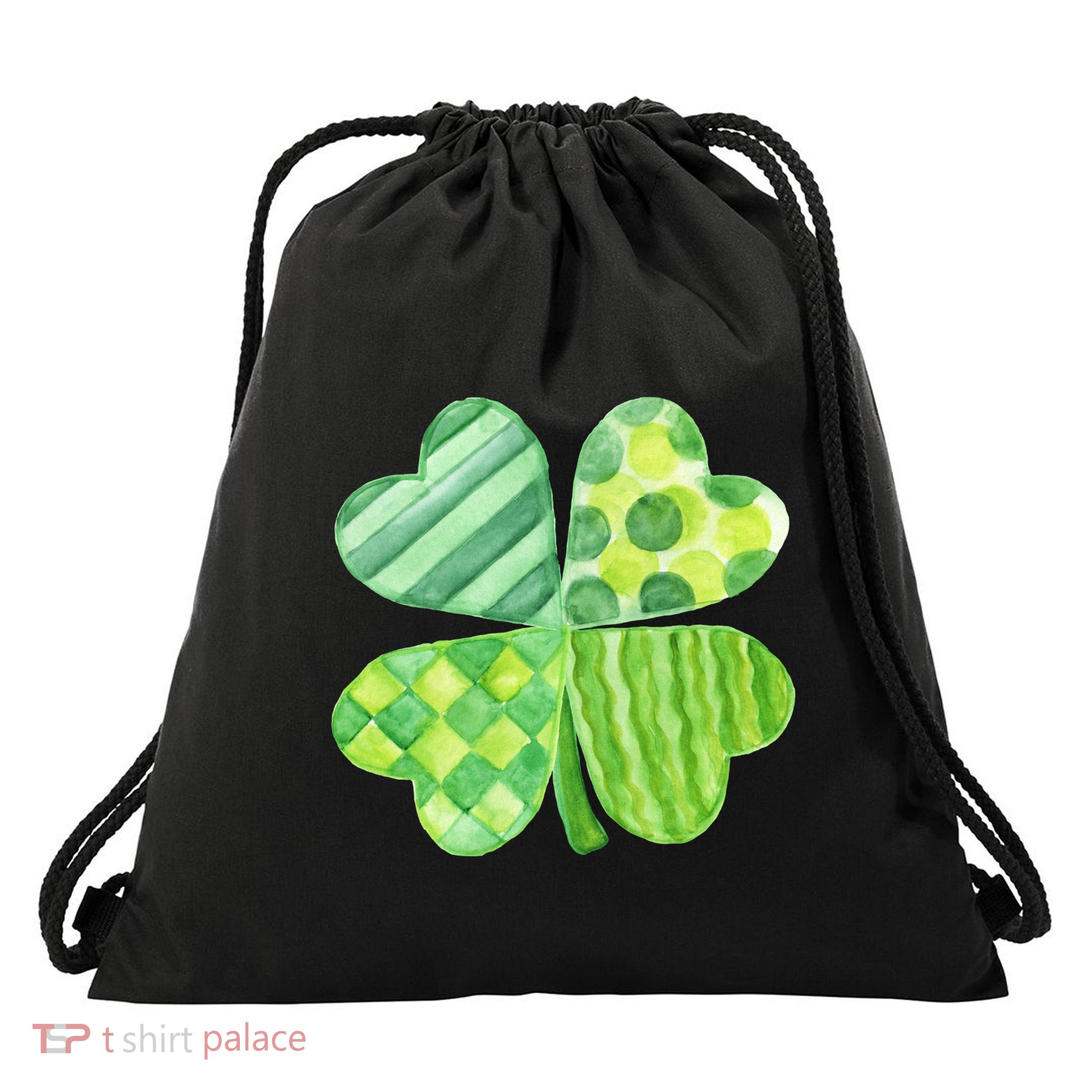 Cute 4 Leaf Clover Irish St Patricks Day Drawstring Bag