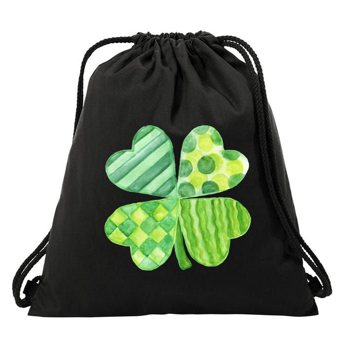 Cute 4 Leaf Clover Irish St Patricks Day Drawstring Bag
