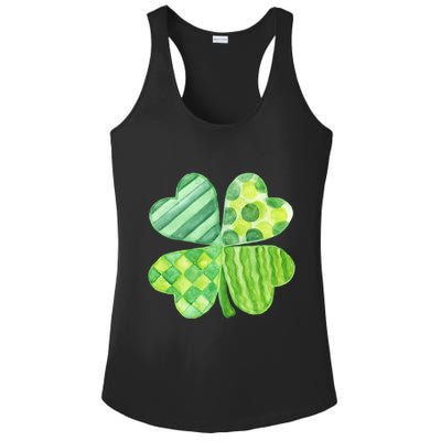 Cute 4 Leaf Clover Irish St Patricks Day Ladies PosiCharge Competitor Racerback Tank