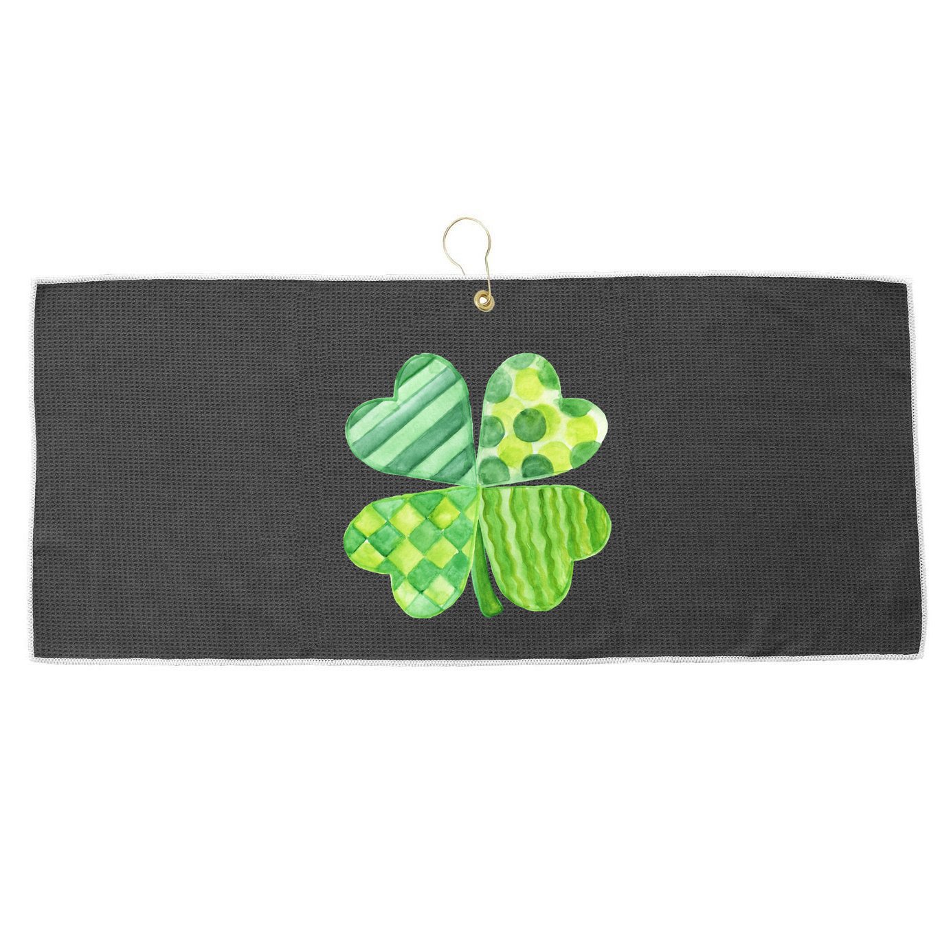 Cute 4 Leaf Clover Irish St Patricks Day Large Microfiber Waffle Golf Towel