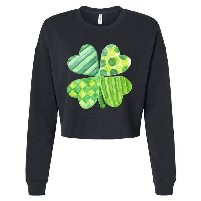 Cute 4 Leaf Clover Irish St Patricks Day Cropped Pullover Crew
