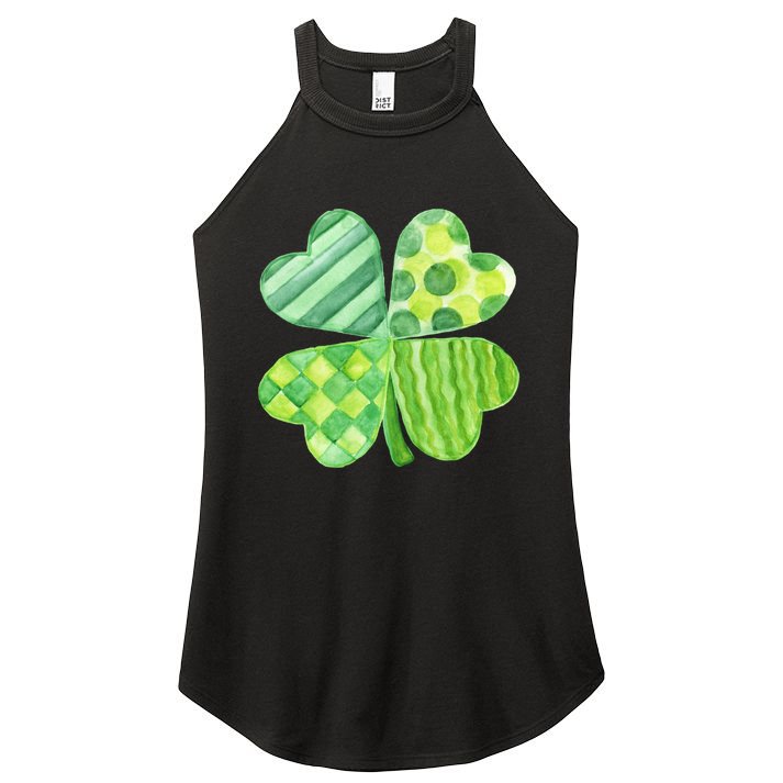 Cute 4 Leaf Clover Irish St Patricks Day Women's Perfect Tri Rocker Tank