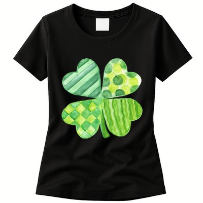 Cute 4 Leaf Clover Irish St Patricks Day Womens T-Shirt